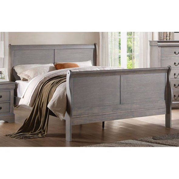 LOUIS PHILIPPE III BED - ANTIQUE GRAY