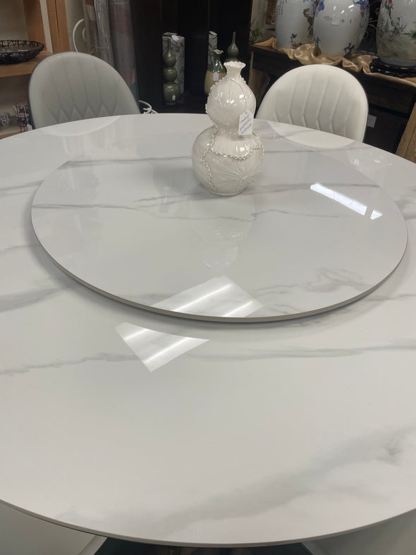 WHITE STONE TABLE WITH LAZY SUZAN