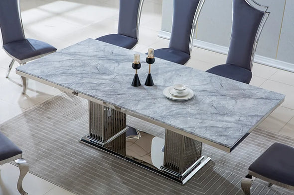 MARBLE TOP TABLE WITH SILVER BASE