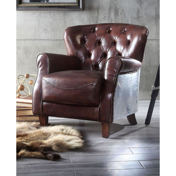 BRANCASTER CHAIR - VINTAGE BROWN & ALUMINUM