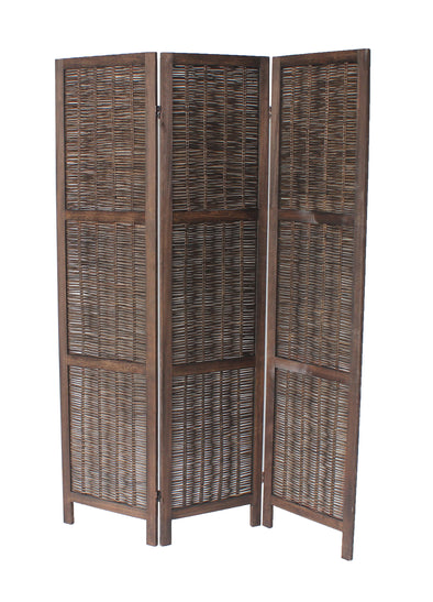 Divider - Dark Brown Rustic Woven 3-Panel