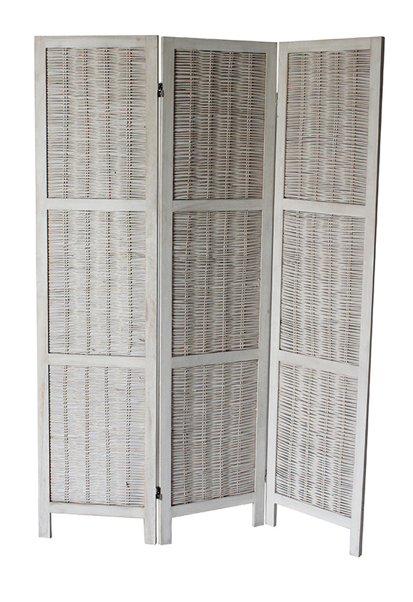 Divider - White Rustic Woven 4-Panel